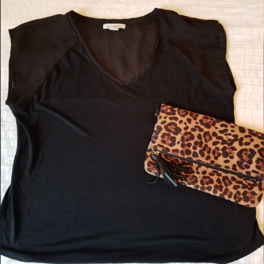Liz Claiborne mesh mixed top